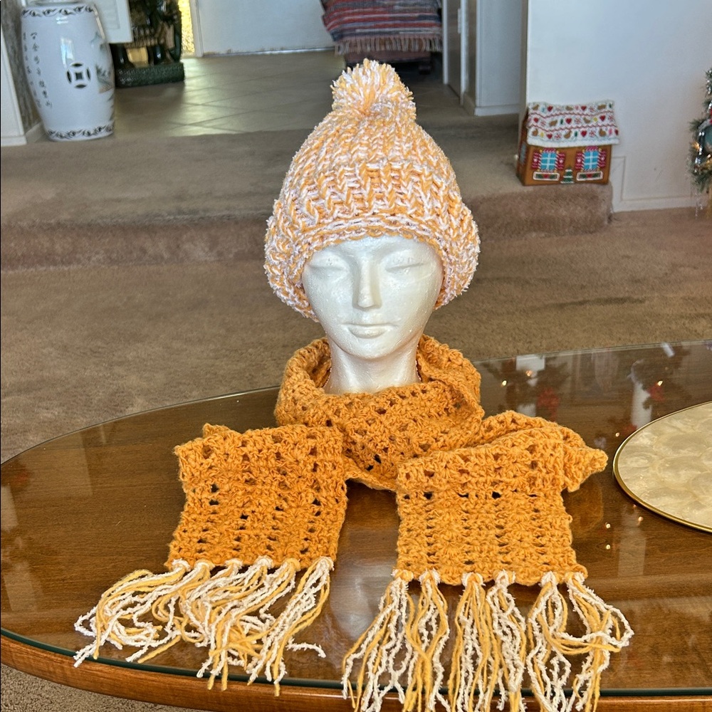 Cozy Yellow Knit Hat and Scarf Set